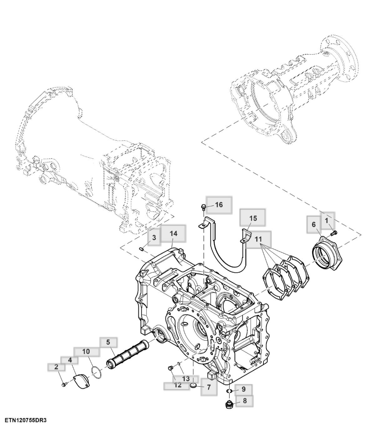 Hộp vi sai, đơn PTO, 2100 RPM